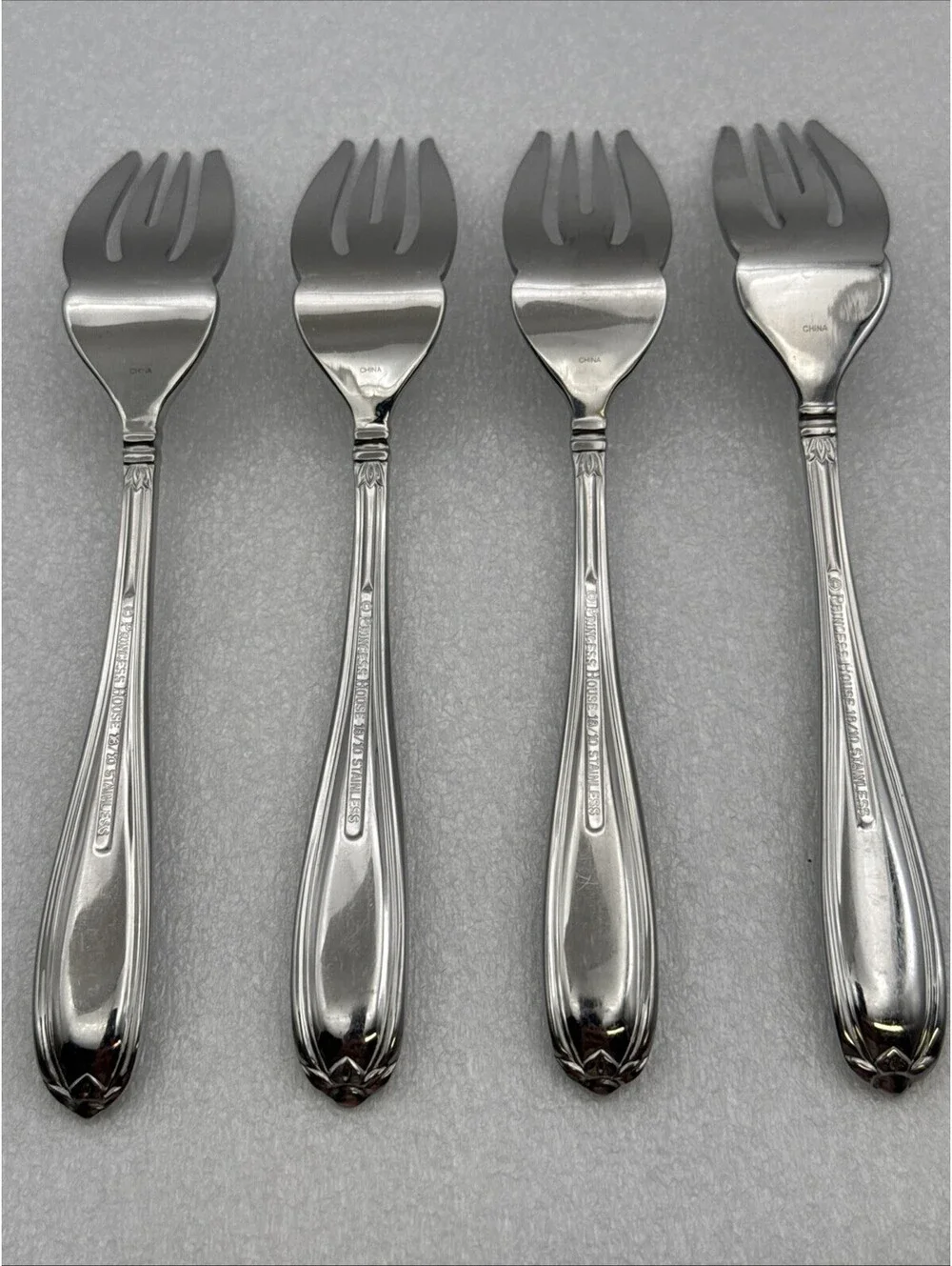 Set Of 4 Princess House BARRINGTON Salad Forks 18/10 Stainless Flatware 7”